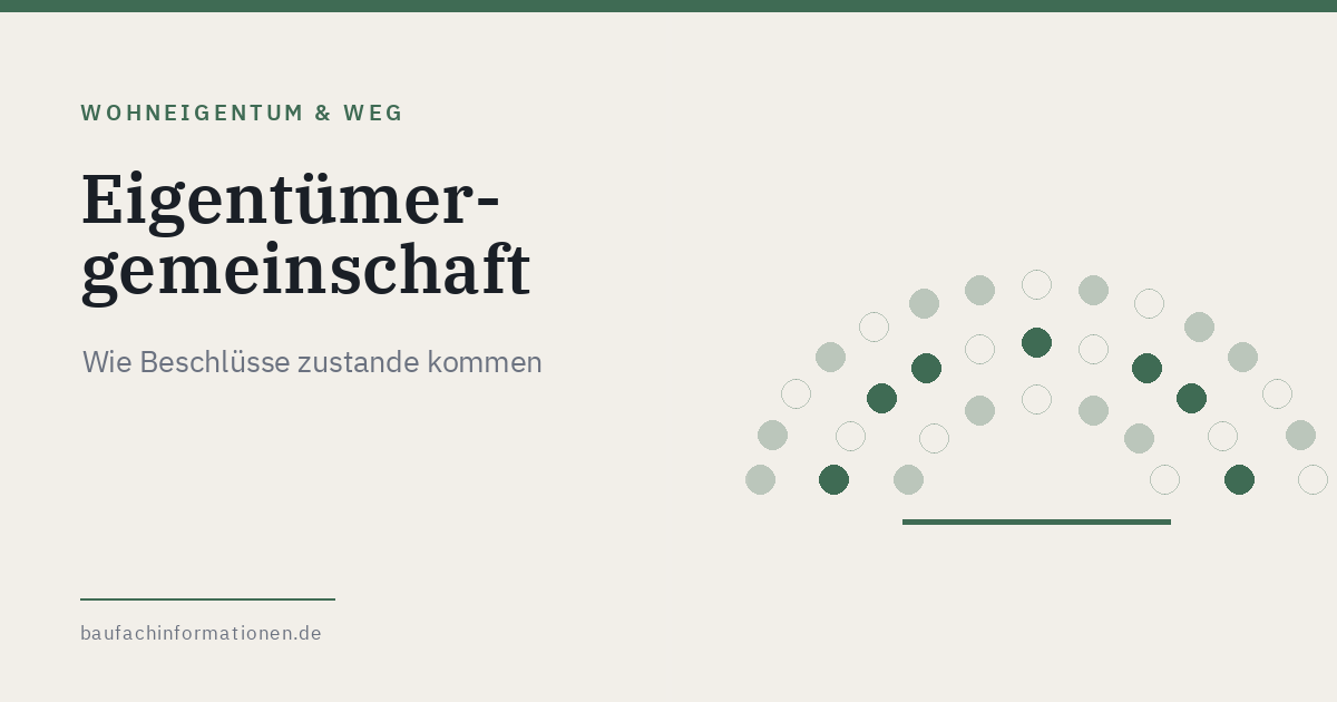 Titelgrafik: Stimmkreise im Halbrund als Schema einer Eigentümerversammlung