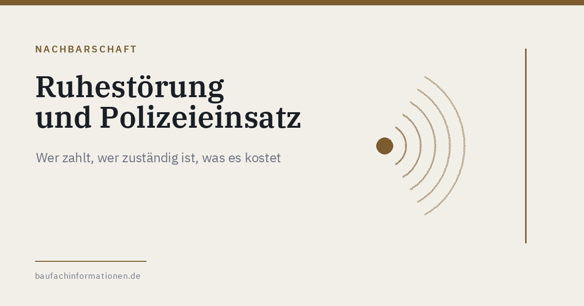 Titelgrafik: Wer zahlt den Polizeieinsatz bei Ruhestörung (KI-generiert)