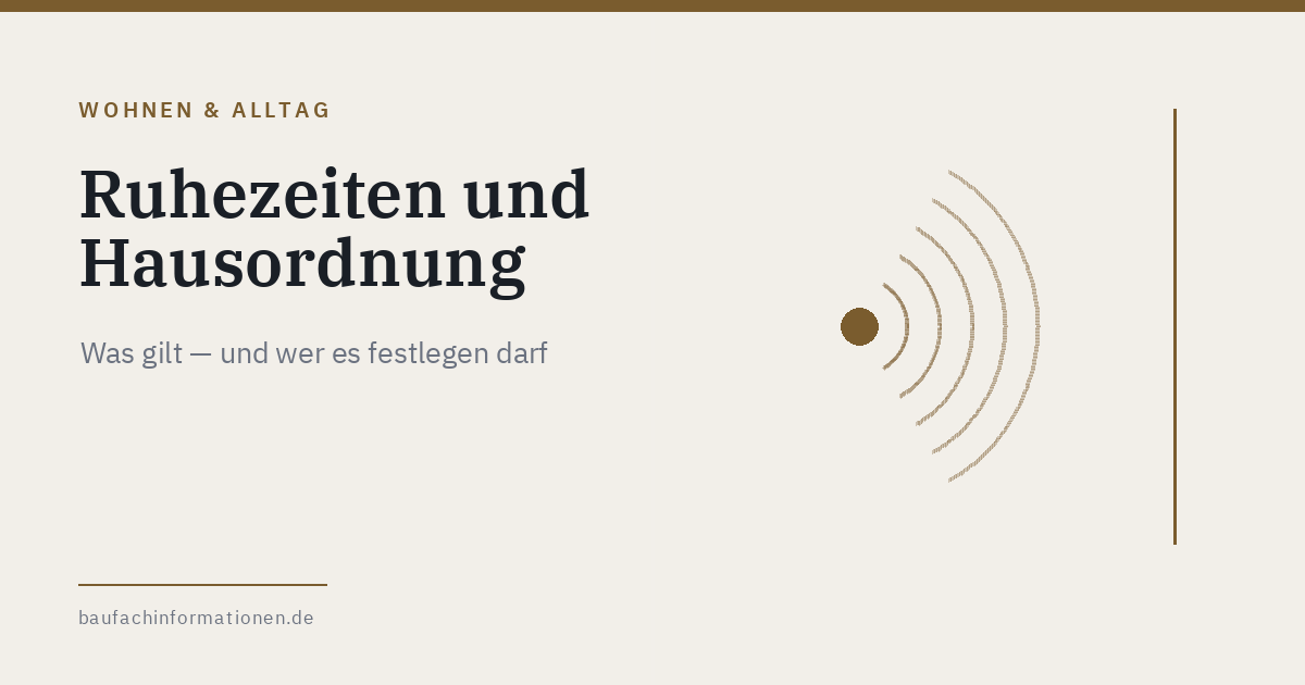 Titelgrafik: Ruhezeiten und Hausordnung (KI-generiert)