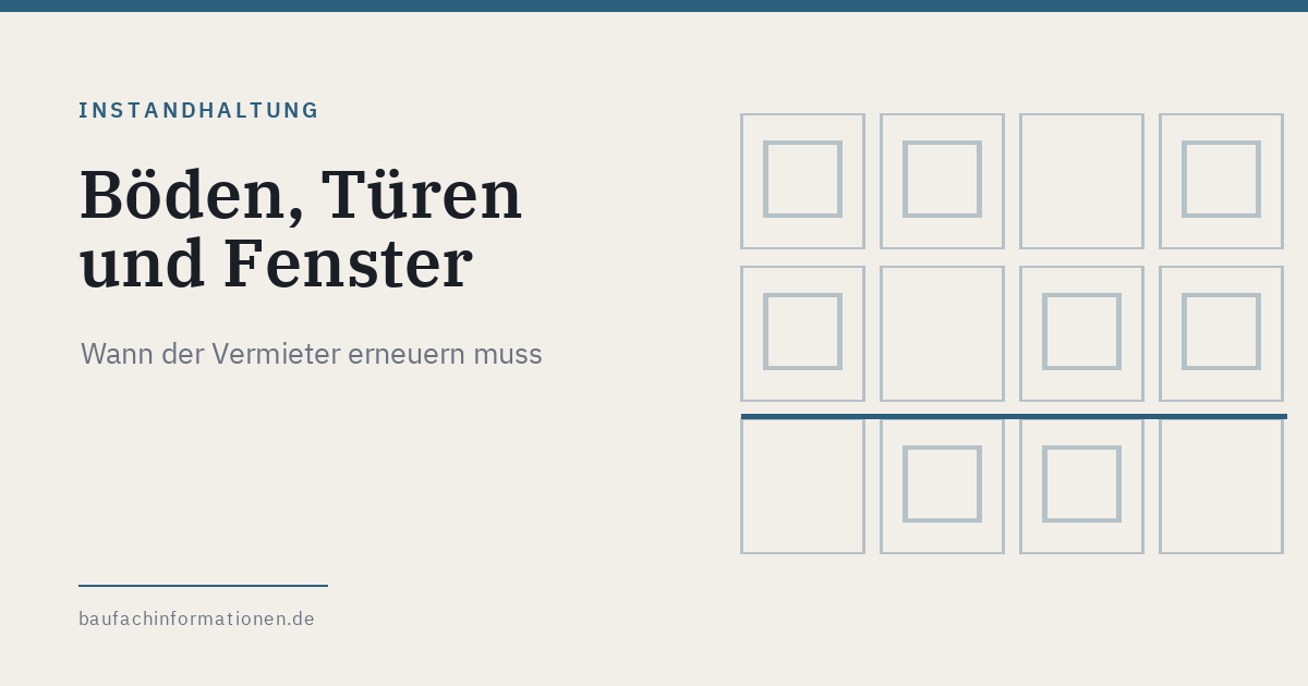 Titelgrafik: Wann muss der Vermieter Böden und Fenster erneuern (KI-generiert)