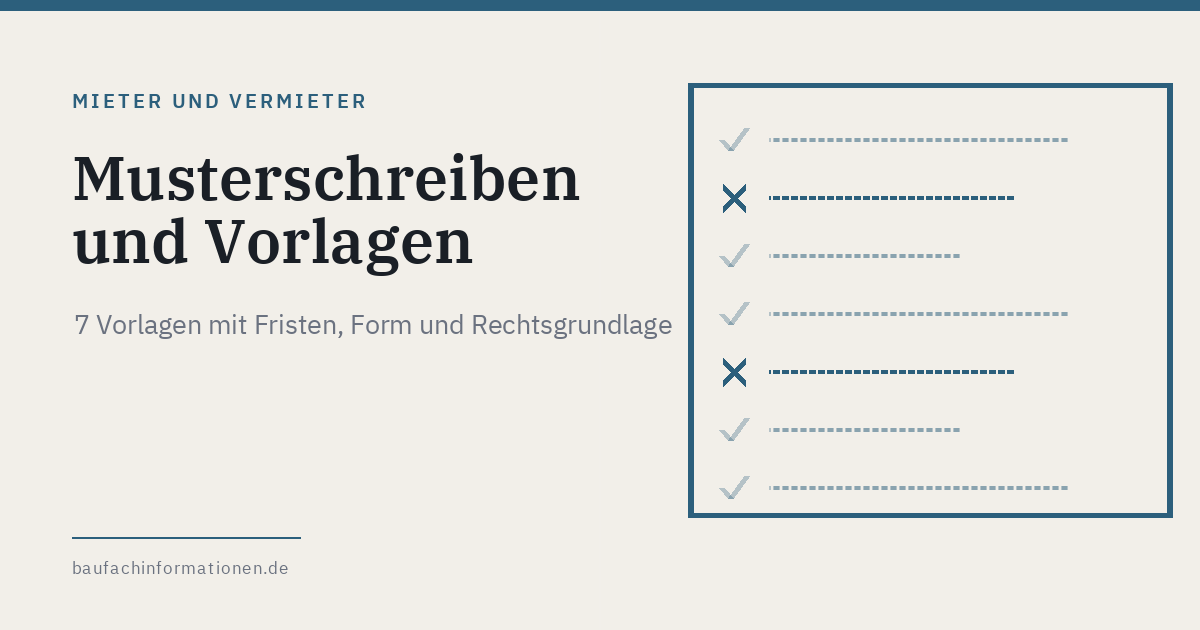 Titelgrafik: Musterschreiben und Vorlagen fuer Mieter und Vermieter