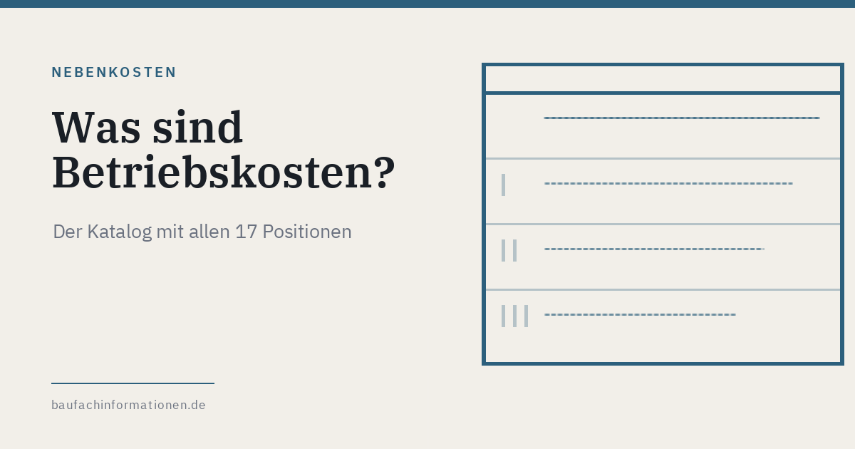 Titelgrafik: Der Betriebskostenkatalog nach Paragraf 2 BetrKV (KI-generiert)